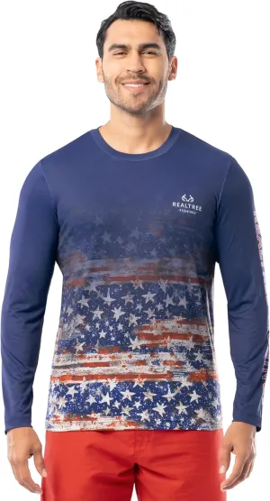 Realtree Men's Long Sleeve Performance Patriotic Fishing Shirt