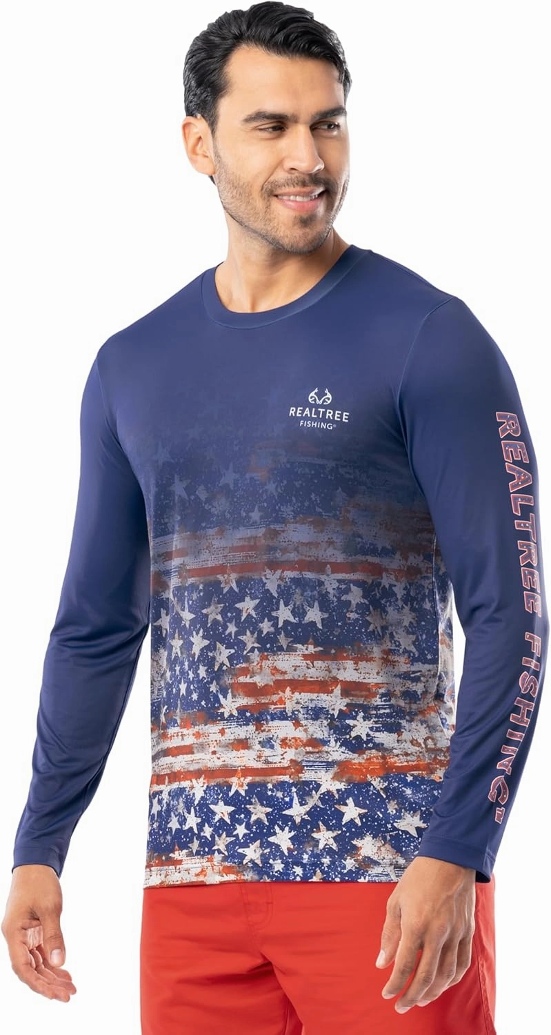 Realtree Men's Long Sleeve Performance Patriotic Fishing Shirt