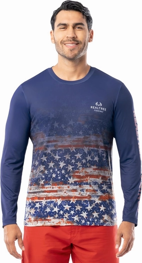 Realtree Men's Long Sleeve Performance Patriotic Fishing Shirt
