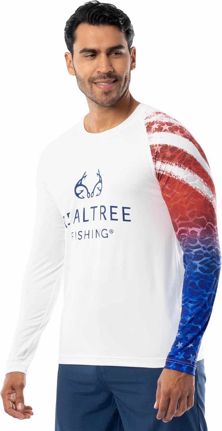 Realtree Men's Long Sleeve Performance Patriotic Fishing Shirt
