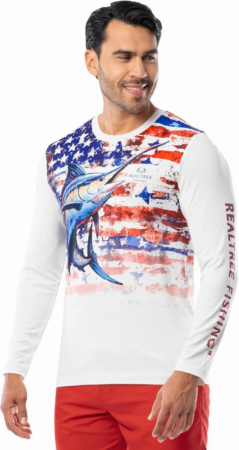 Realtree Men's Long Sleeve Performance Patriotic Fishing Shirt
