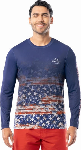 Realtree Men's Long Sleeve Performance Patriotic Fishing Shirt