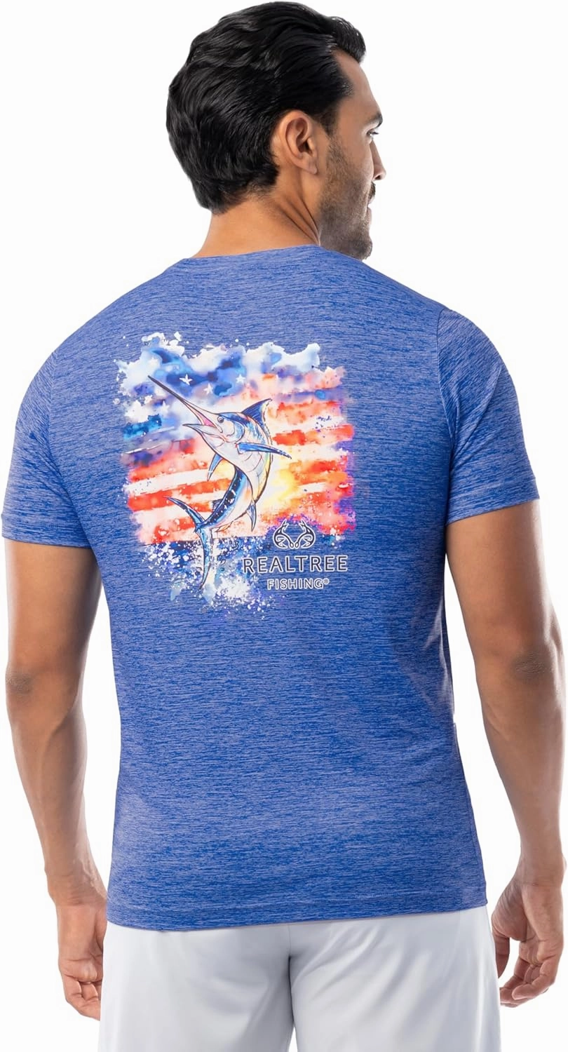 Realtree Men's Short Sleeve Performance Patriotic Fishing Shirt