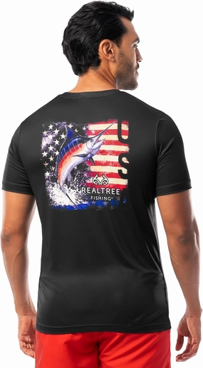 Realtree Men's Short Sleeve Performance Patriotic Fishing Shirt
