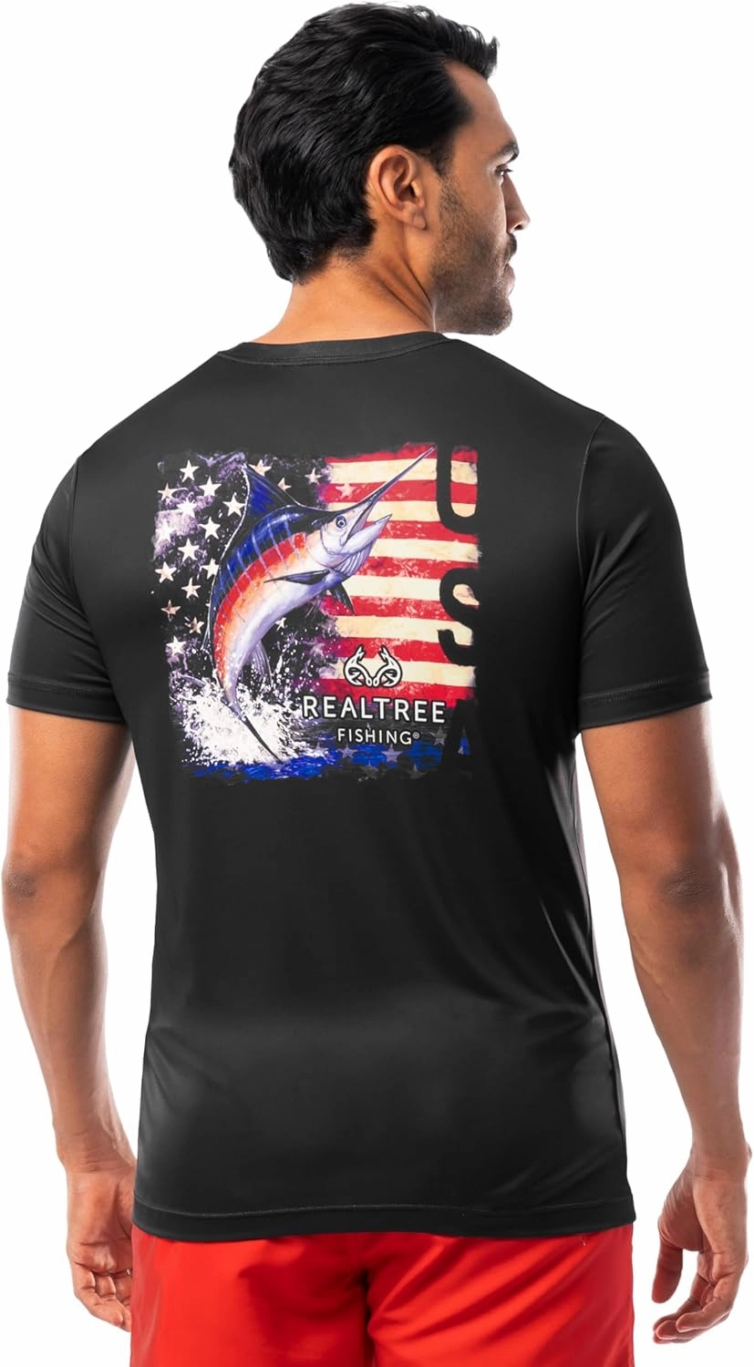 Realtree Men's Short Sleeve Performance Patriotic Fishing Shirt