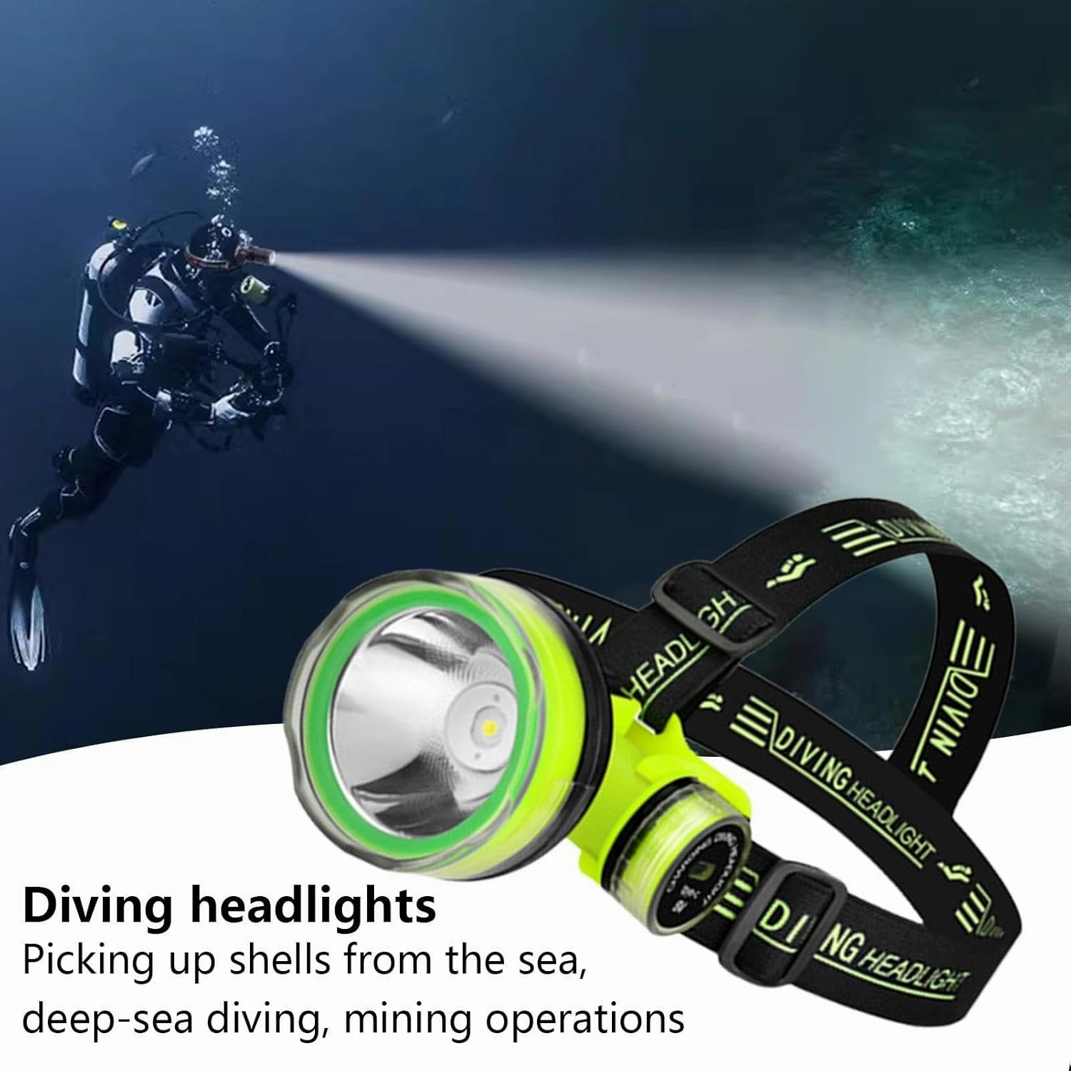 Rechargeable Diving Headlamp - Rechargeable Headlamp, Powerful LED Front Torch Lights | 350m Lighting Distance 2 Lighting Modes, Waterproof Headlamp for Activities