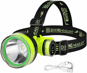 Rechargeable Diving Headlamp - Rechargeable Headlamp, Powerful LED Front Torch Lights | 350m Lighting Distance 2 Lighting Modes, Waterproof Headlamp for Activities