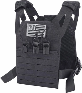 Redemption Tactical Cadet 2.0 Childrens Tactical Airsoft Paintball Kids Vest, US Flag Patch, Mil Spec Molle w/Mag Pouches