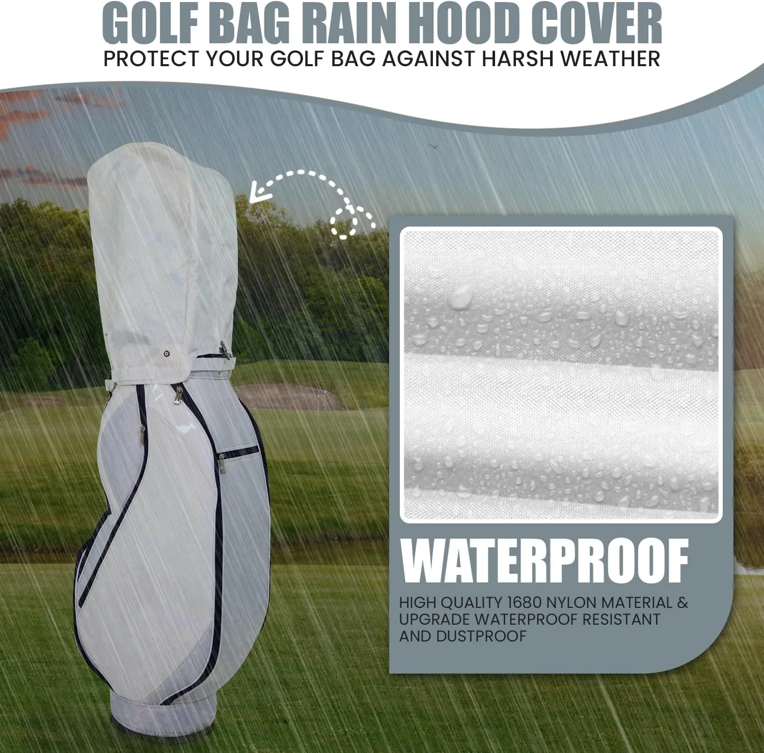 Regency Golf Bag Rain Hood with Snap Button - Eco-Friendly, Universal Fit, Durable & Quick Access Club Protector