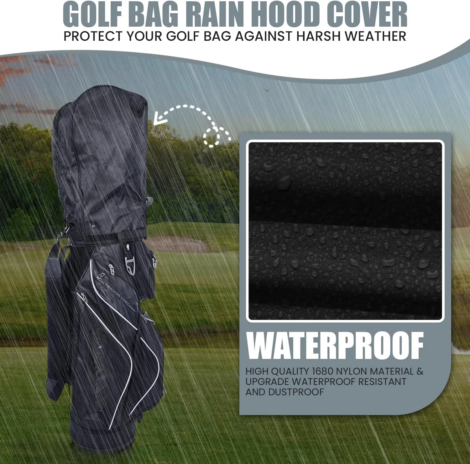 Regency Golf Bag Rain Hood with Snap Button - Eco-Friendly, Universal Fit, Durable & Quick Access Club Protector