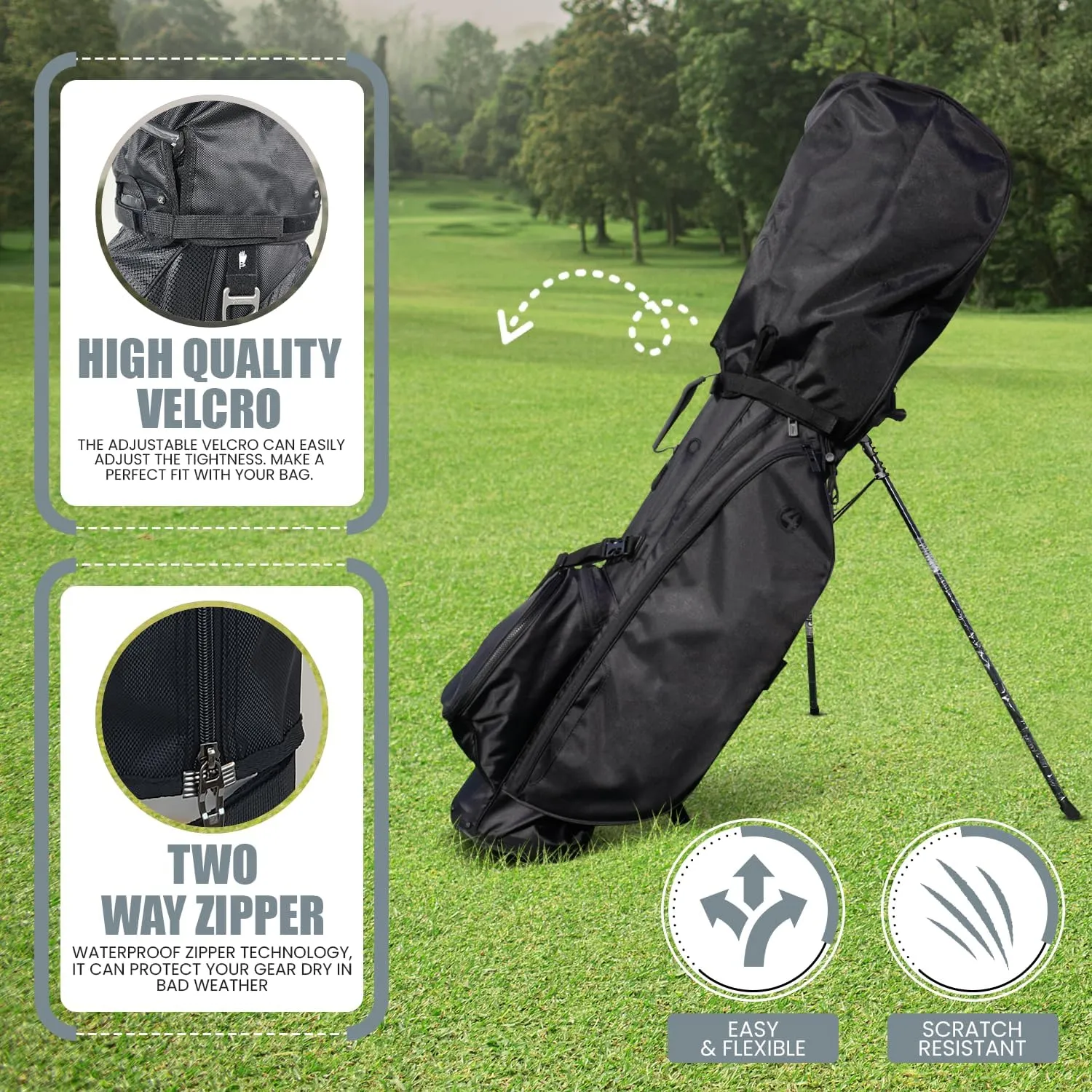 Regency Golf Bag Rain Hood with Snap Button - Eco-Friendly, Universal Fit, Durable & Quick Access Club Protector
