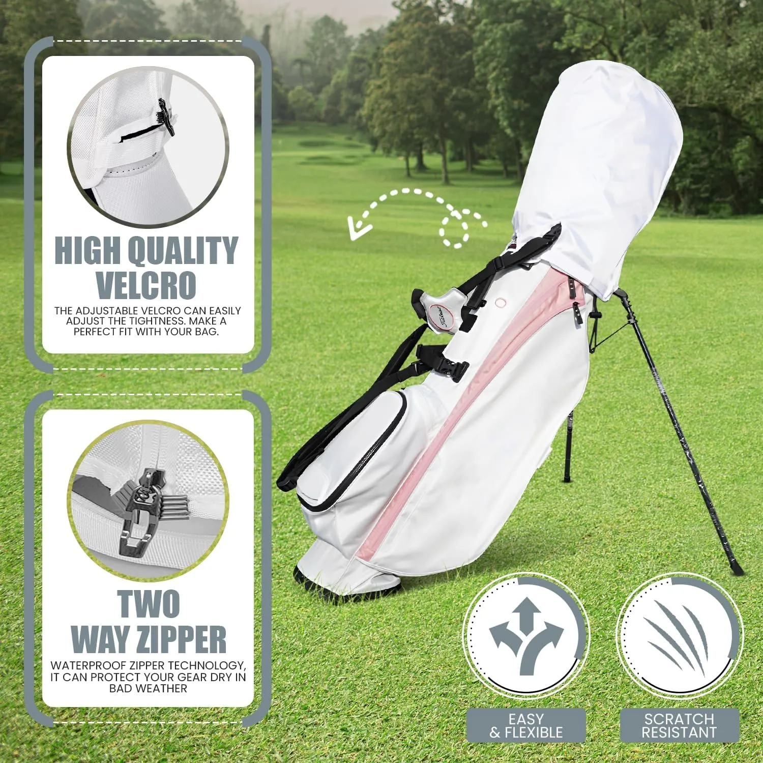 Regency Golf Bag Rain Hood with Snap Button - Eco-Friendly, Universal Fit, Durable & Quick Access Club Protector
