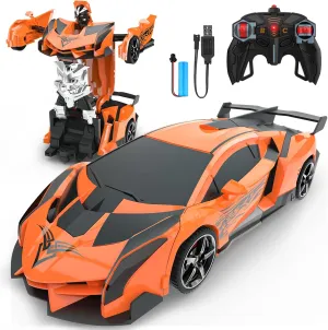 Remote Control Car Transform Robot RC Car Toys, One-Button Deformation and 360° Rotation Drifting Boy Toys Birthday Gifts for 3 4 5 6 7 8 9 10 Year Old Boys Age 4-7 8-12