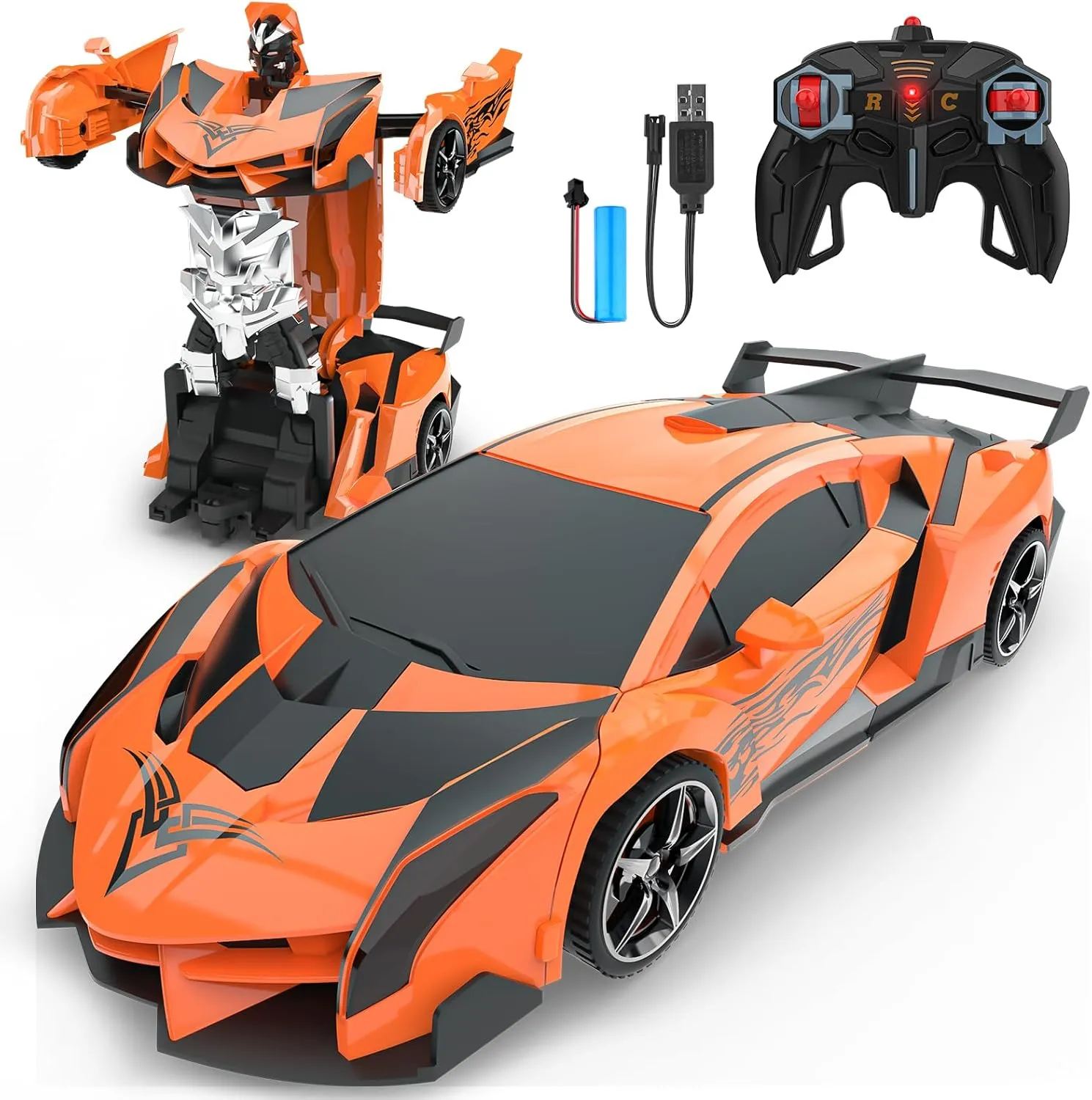 Remote Control Car Transform Robot RC Car Toys, One-Button Deformation and 360° Rotation Drifting Boy Toys Birthday Gifts for 3 4 5 6 7 8 9 10 Year Old Boys Age 4-7 8-12