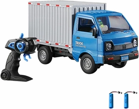 Remote Control Car RC Truck,1:16 Scale RC Transporter Truck, 2.4GHz All Terrain RC Transport Cars with Spray & Light, 2 Batteries, Best Gifts Ideas for Kids Age 6 Year Old (Blue)