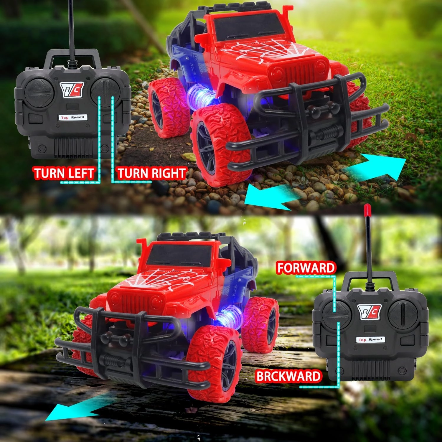Remote Control Car Toys for Boys, 1:20 Scale RC Monster Truck Off-Road Racing with LED Headlights for 2 3 4 5 6 7 8 Years Toddler Kids Girls Birthday Gifts