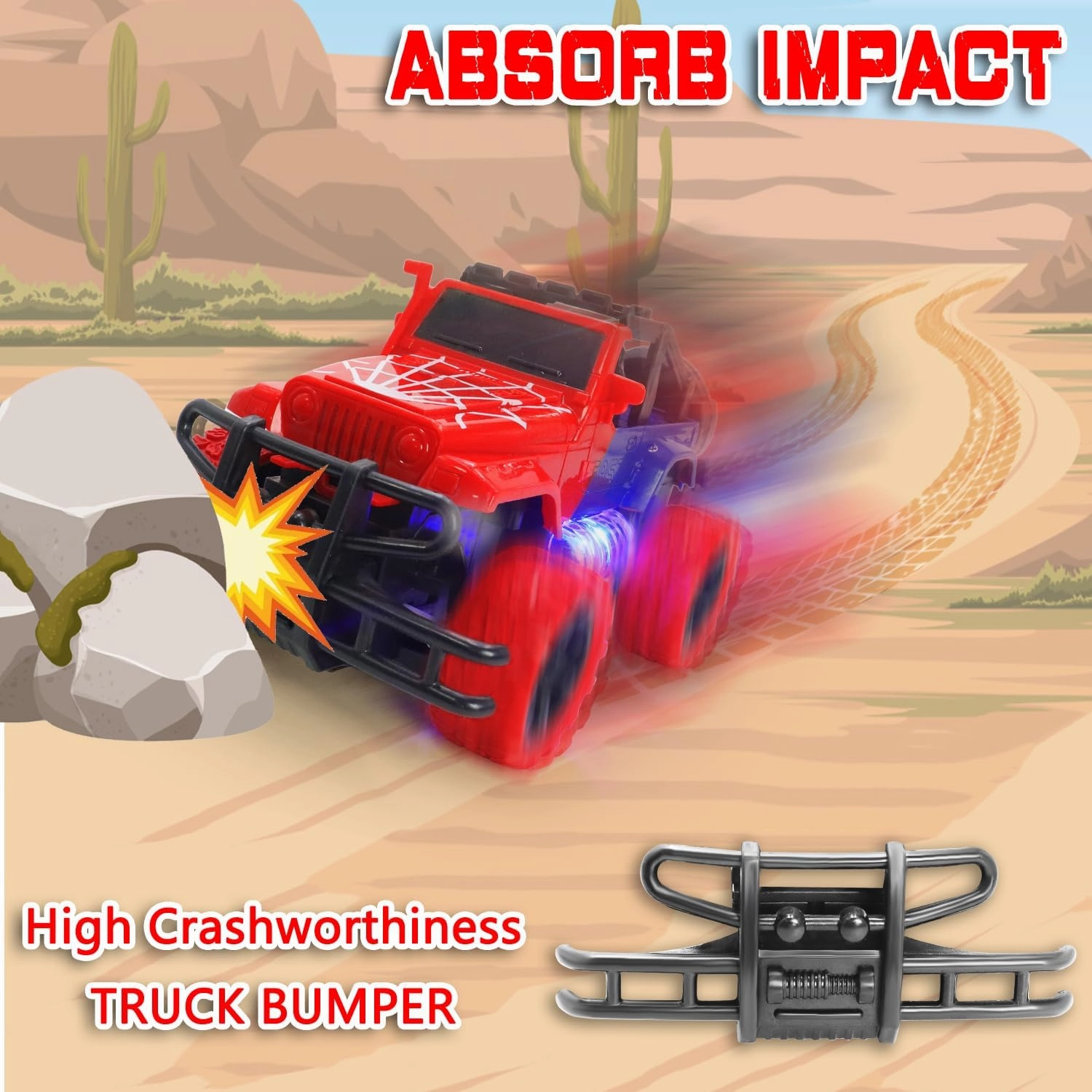 Remote Control Car Toys for Boys, 1:20 Scale RC Monster Truck Off-Road Racing with LED Headlights for 2 3 4 5 6 7 8 Years Toddler Kids Girls Birthday Gifts