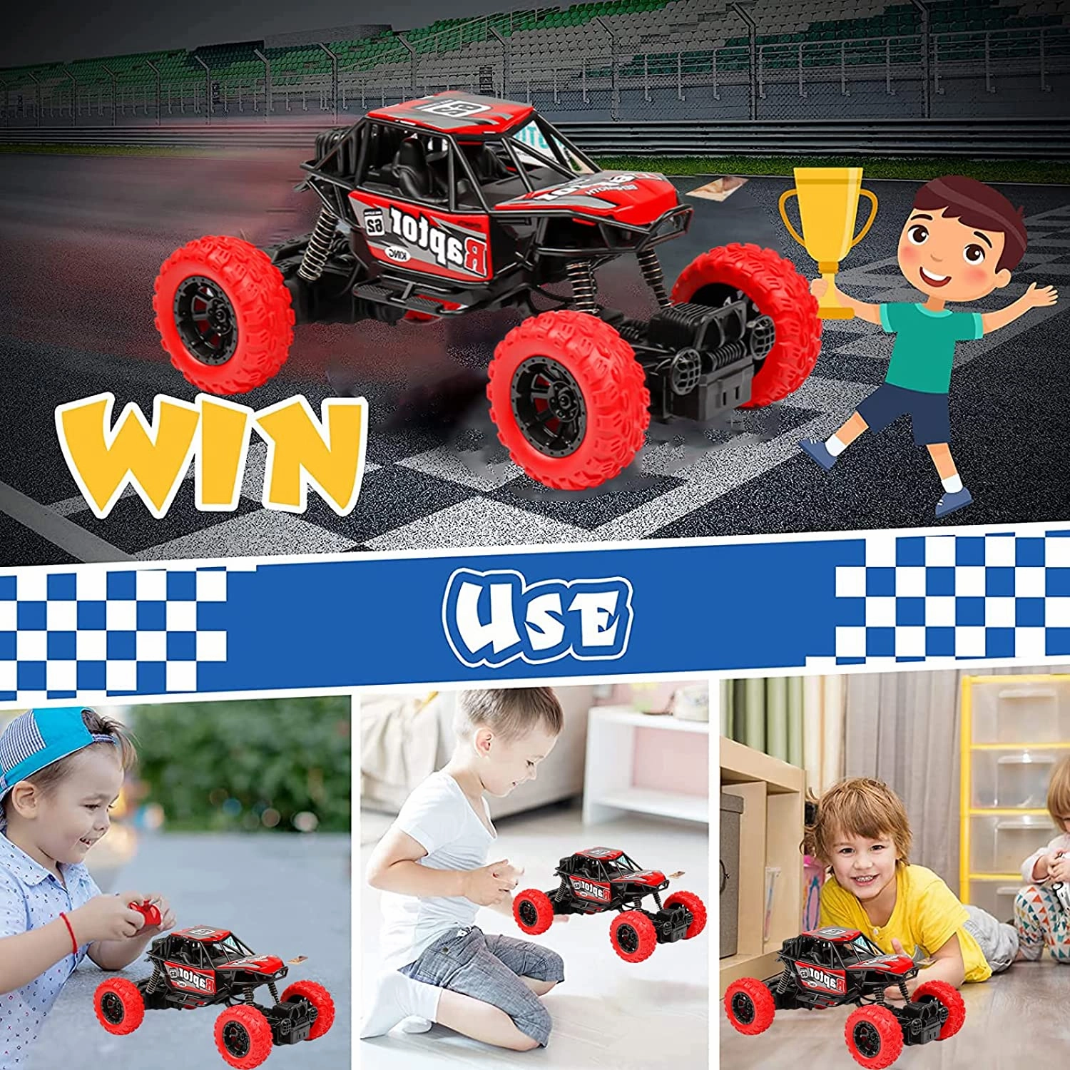 Remote Control Raptor Monster Truck 1:18 Scale Motion Climbing Cross Country RC Toy Car