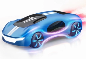Remote Control Toy Car with Illuminated Wheels, Blue
