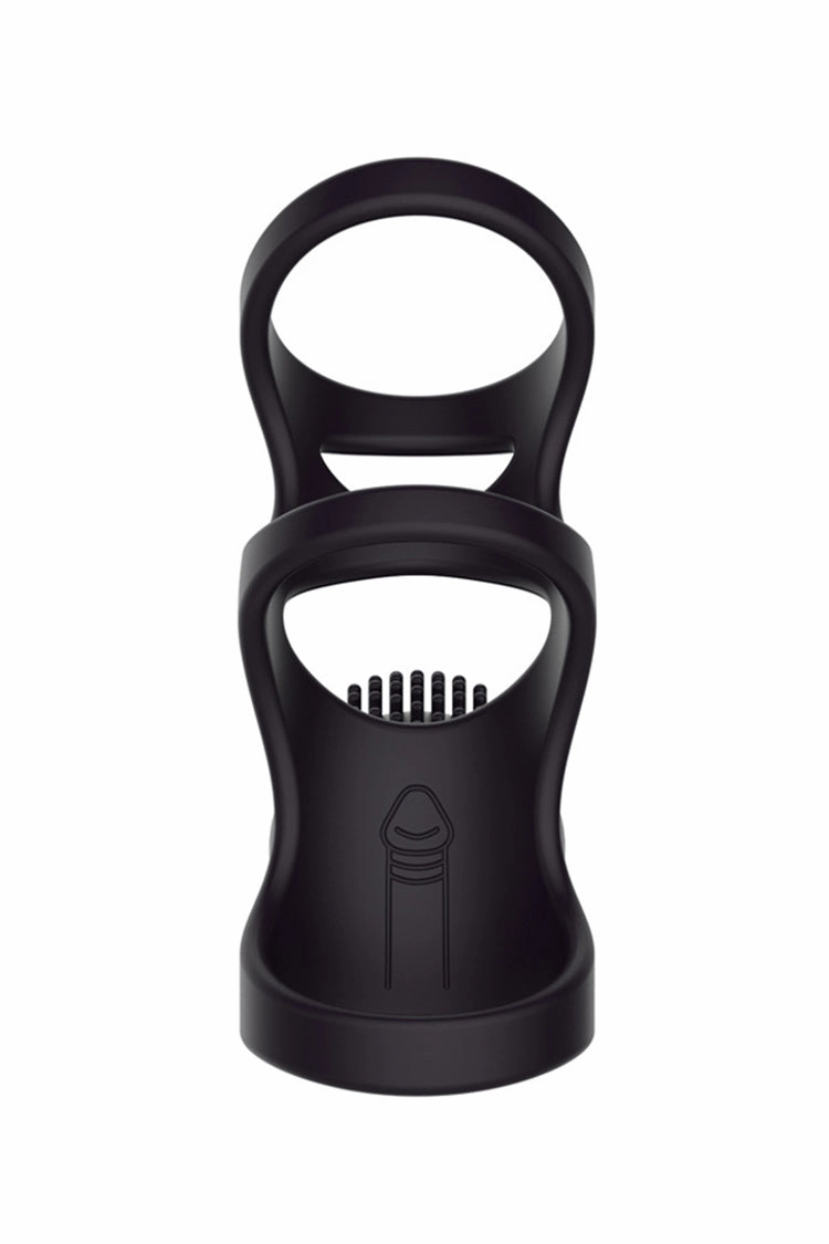 Remote Control Vibrating Double Cock Ring Penis Sleeve