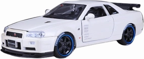 Resin Car Vehicle Model Fit for Nissan Nissan R34 1 24 Alloy White Car Model Children's Toy Vehicle Collection Ornaments Gift Festive Deluxe Gift