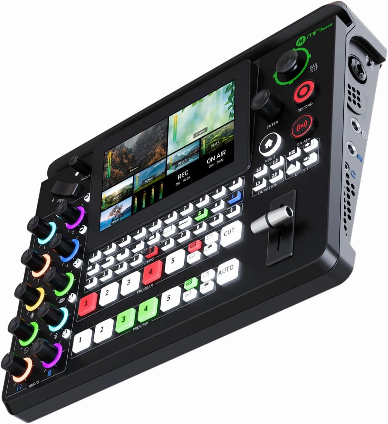 RGBlink mini-Edge, All in One Video Mixer Switcher 4K Multi-Cam PTZ Controller with 8-Ch Audio Input, 5-Ch Video Input Video Production Solution for Live Streaming, Podcasting, Content Creation...