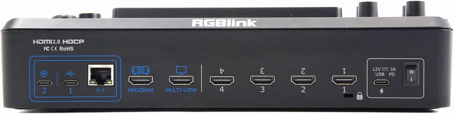 RGBlink mini-Edge, All in One Video Mixer Switcher 4K Multi-Cam PTZ Controller with 8-Ch Audio Input, 5-Ch Video Input Video Production Solution for Live Streaming, Podcasting, Content Creation...