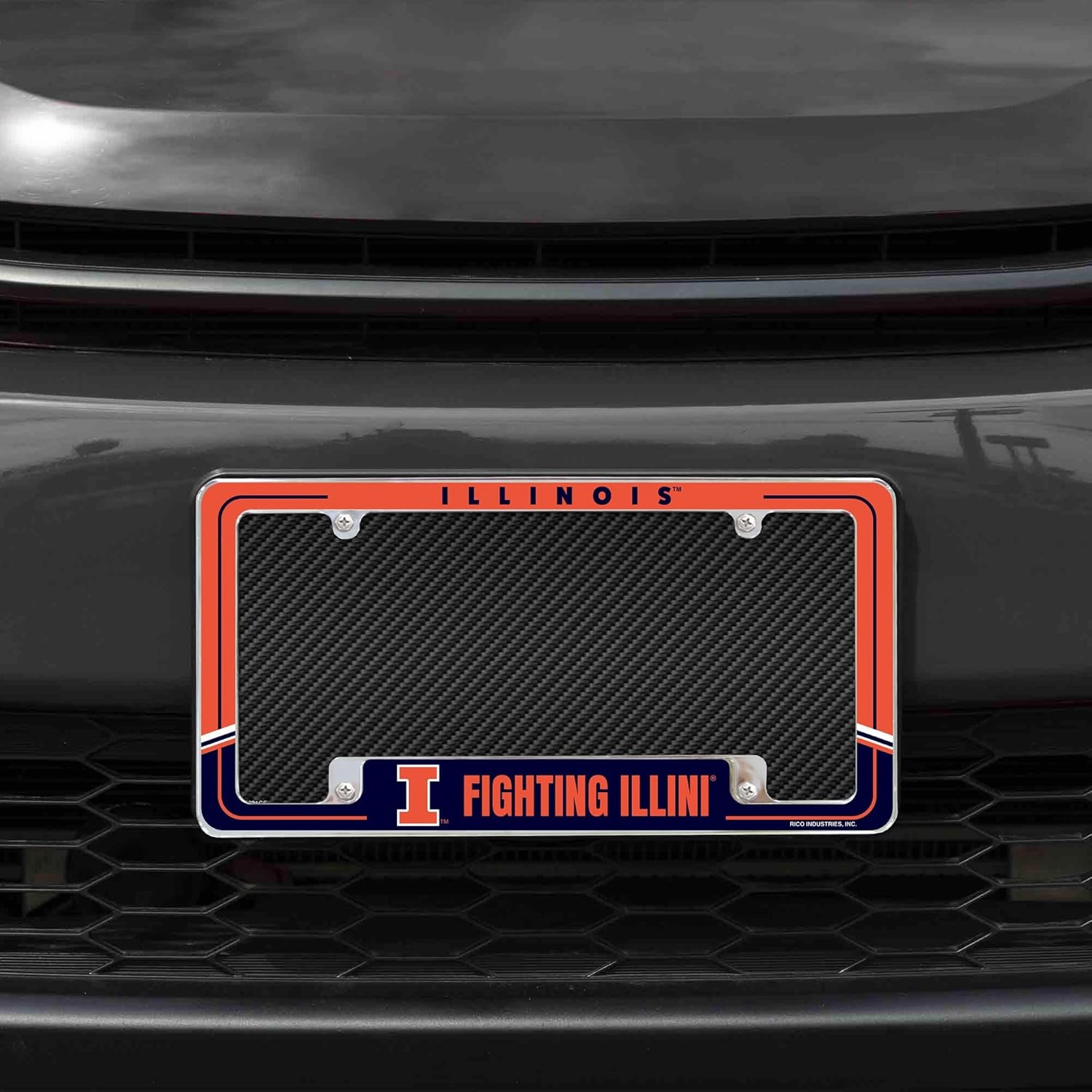Rico Industries NCAA Two-Tone 12" x 6" Chrome All Over Automotive License Plate Frame for Car/Truck/SUV