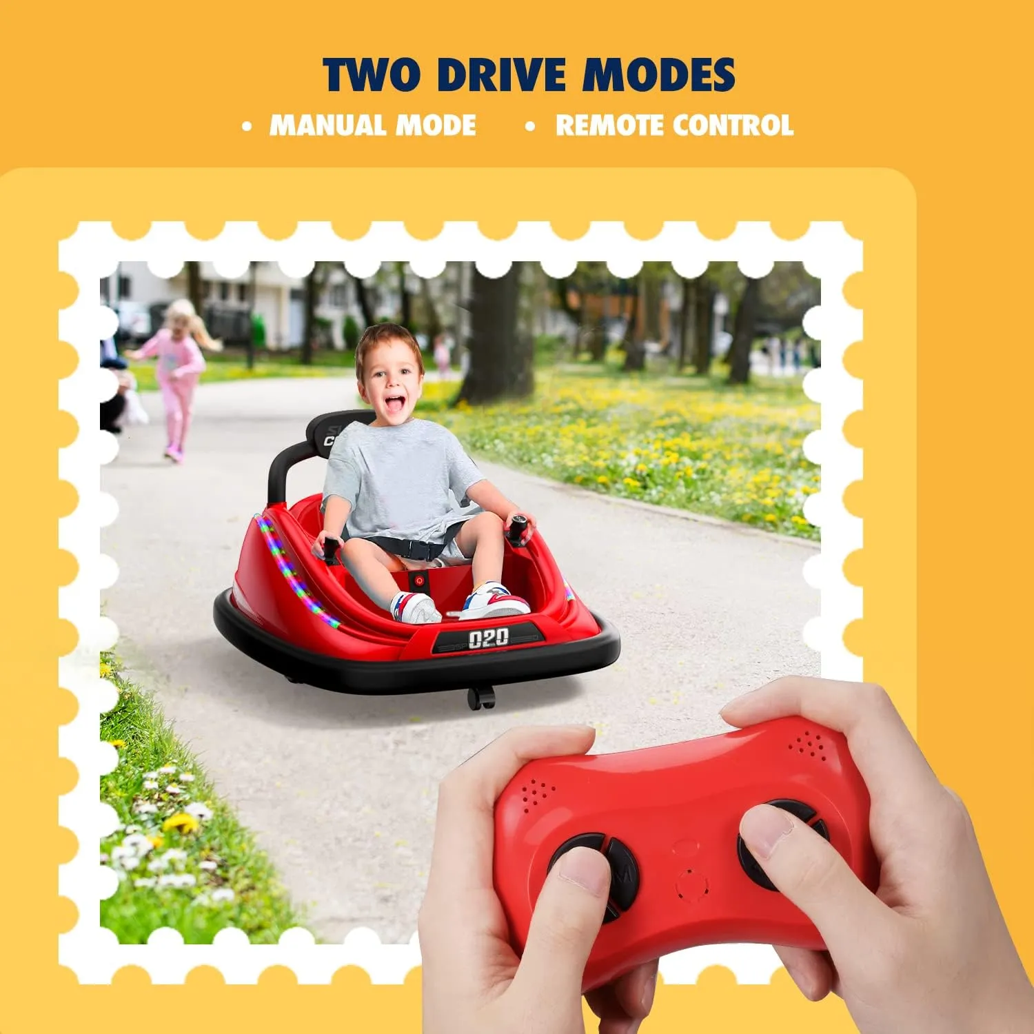 Ride-On Toy, 12V Electric Bumper Car with Remote, Music for Kids Ages 1-6, Unisex Gift, Red