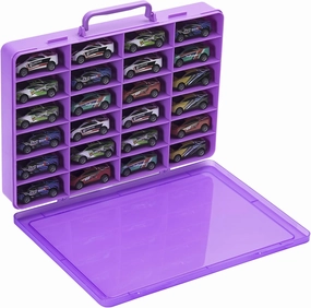 RISOU Toy Storage Case for Hot Wheels Car, for Matchbox Car, for 5 Surprise Mini Brand Series 1 2 3 4, for Mini Toy and More. - Toy Organizer with 24 Storage Compartments.(Box only),Purple