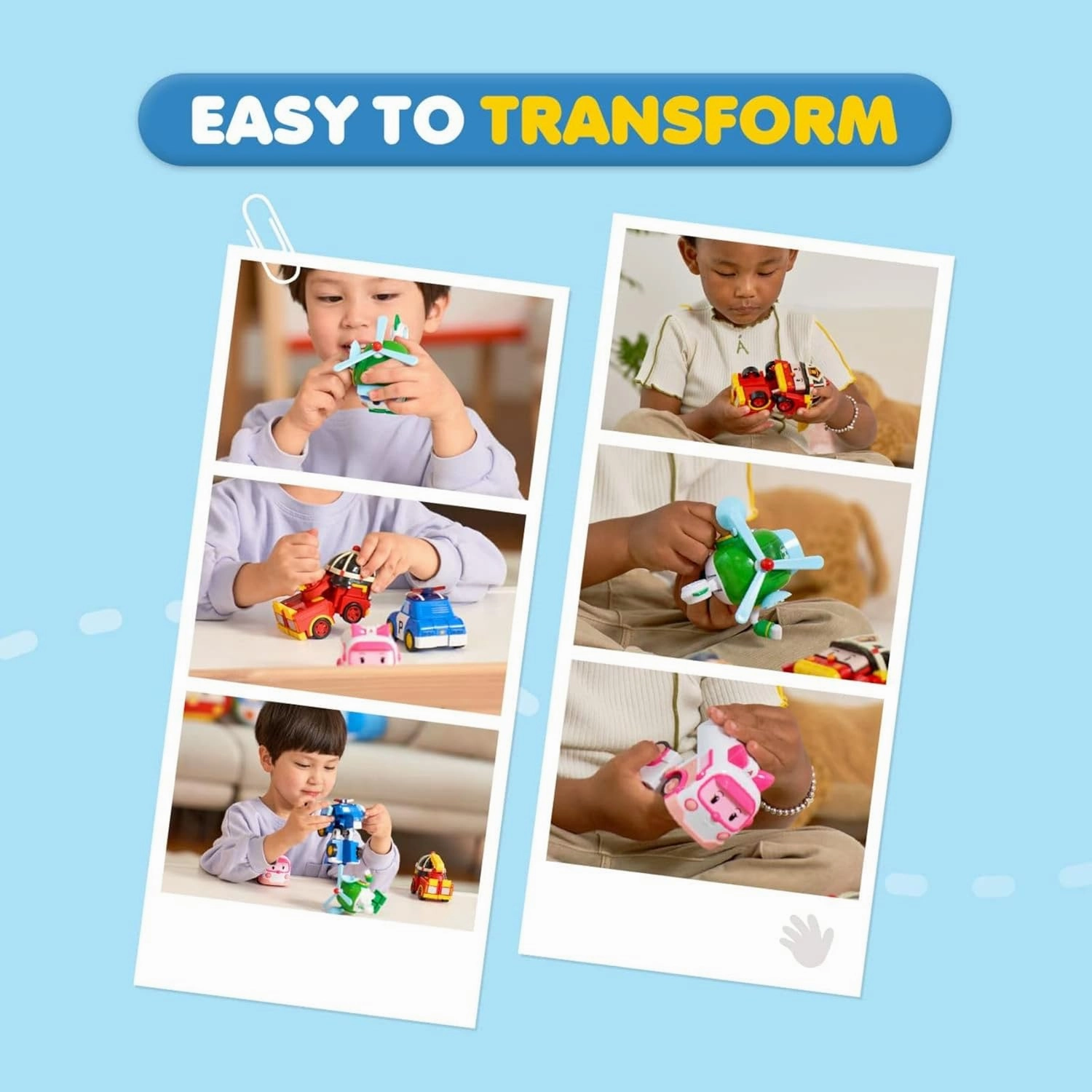 Robocar Poli 4" Transforming Robot Amber – Emergency Vehicle Action Figures | Rescue Team Playset Gift for Boys & Girls Ages 1–5