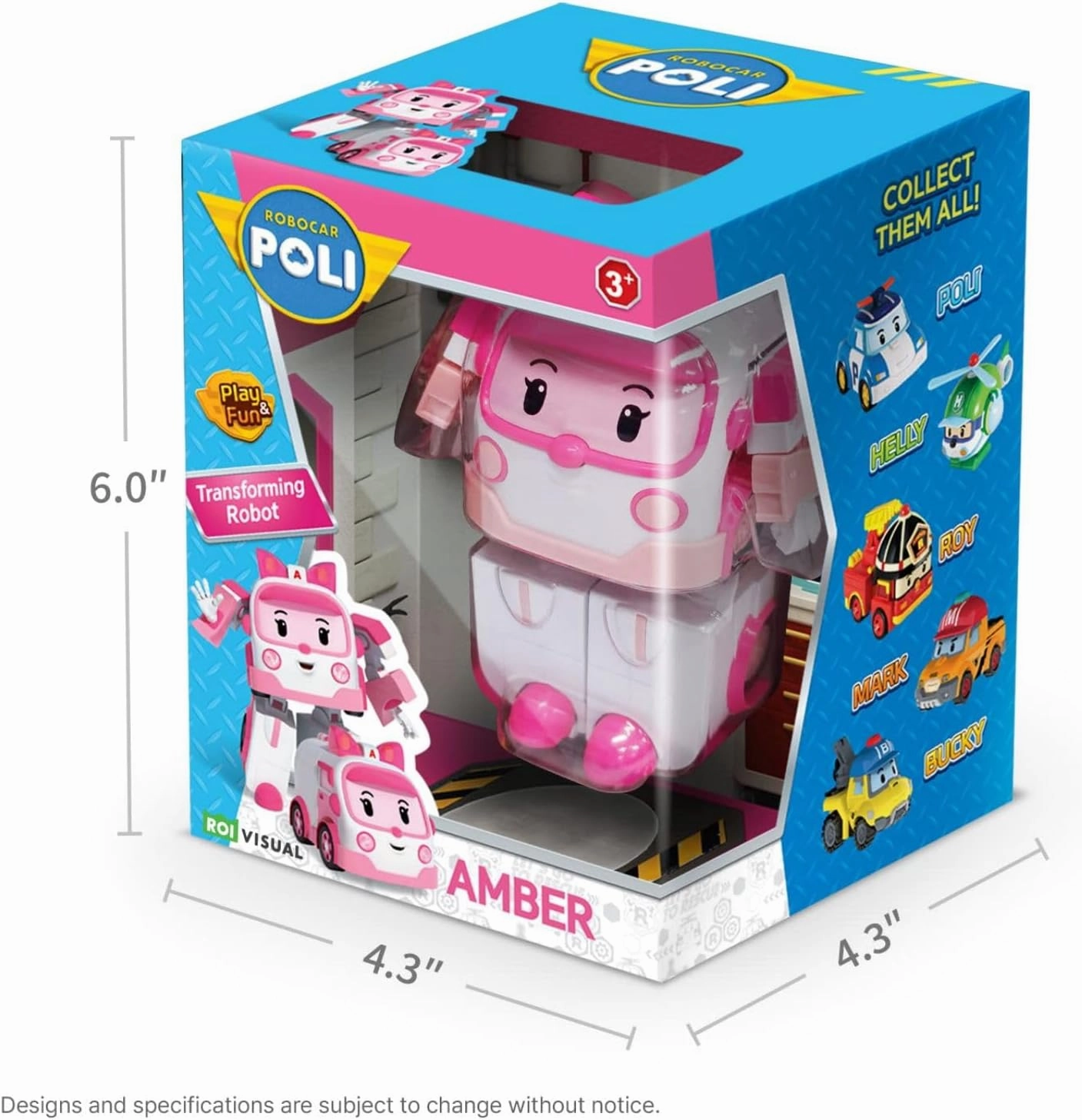 Robocar Poli 4" Transforming Robot Amber – Emergency Vehicle Action Figures | Rescue Team Playset Gift for Boys & Girls Ages 1–5