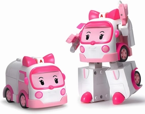 Robocar Poli 4" Transforming Robot Amber – Emergency Vehicle Action Figures | Rescue Team Playset Gift for Boys & Girls Ages 1–5