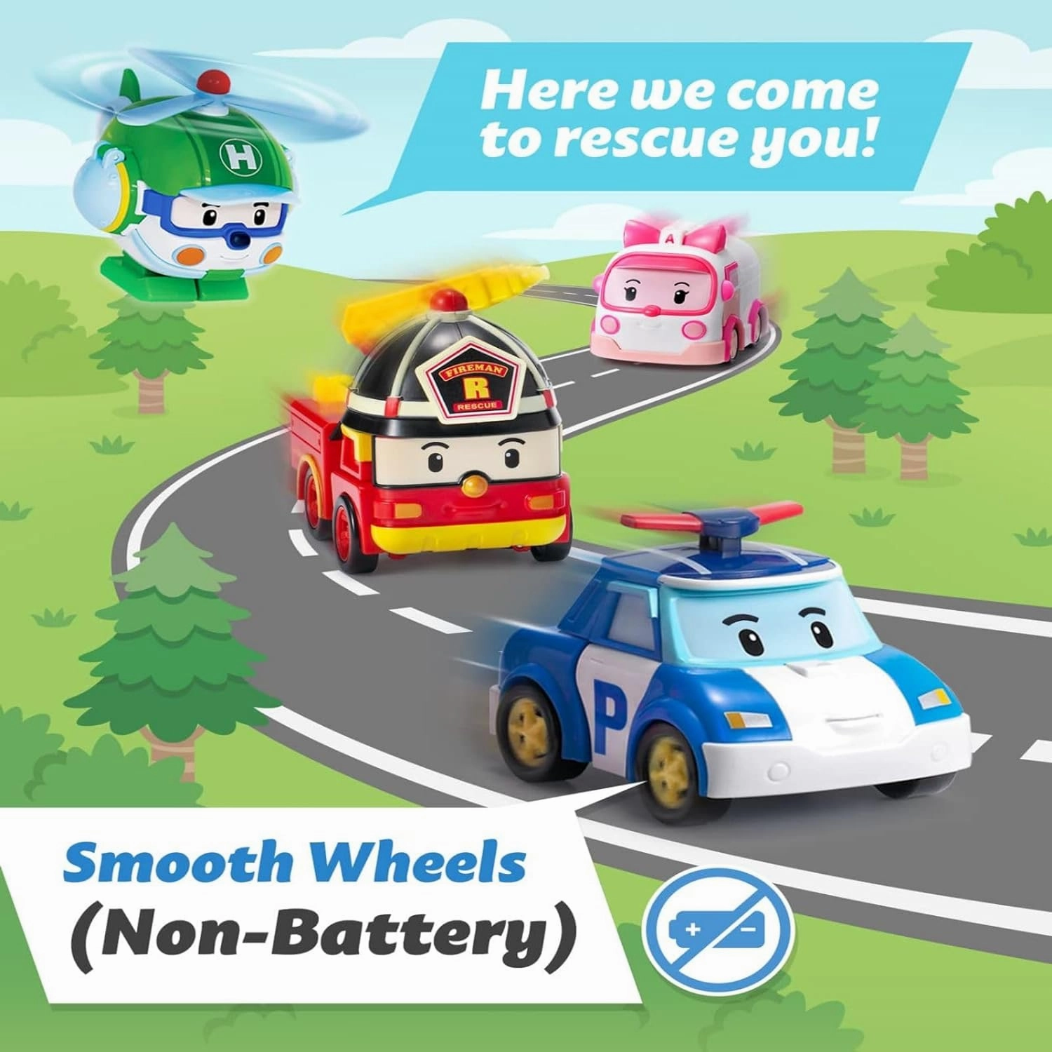 Robocar Poli 4" Transforming Robot Amber – Emergency Vehicle Action Figures | Rescue Team Playset Gift for Boys & Girls Ages 1–5