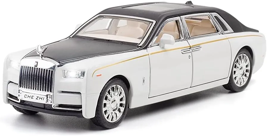 Rolls-Royce Phantom Diecast Cars - 1:32 Scale, Sound/Light/Pull Back, White Toy Car Gift