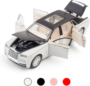 Rolls-Royce Phantom Diecast Cars - 1:32 Scale, Sound/Light/Pull Back, White Toy Car Gift
