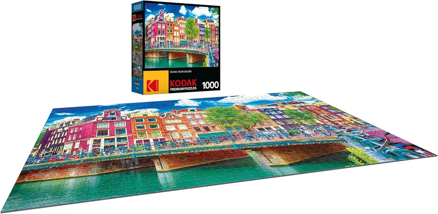 RoseArt - Kodak Premium - Colorful Waterfront Buildings, Amsterdam - 1000 Piece Jigsaw Puzzle for Adults