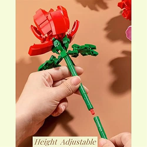 Roses Building Sets for Kids, Toy Flower Bouquet Gift for Girl Birthday