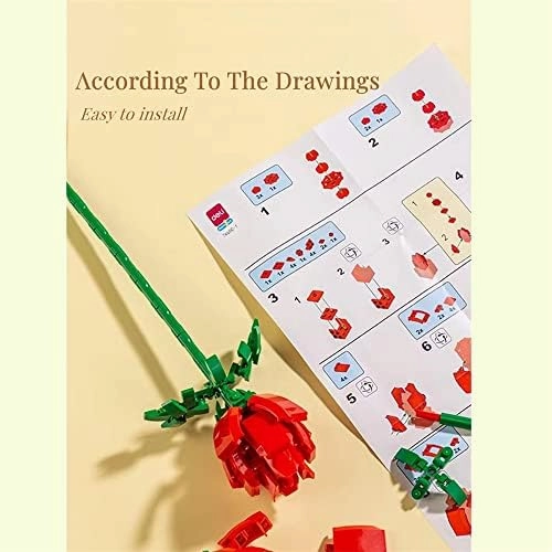 Roses Building Sets for Kids, Toy Flower Bouquet Gift for Girl Birthday