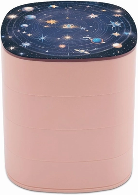 Rotating Jewelry Box Jewelry Organizer Constellations Cosmic Galaxies Small Jewelry Storage Box with Lid Travel Jewelry Tray Holder for Rings Bracelets Earrings Necklace