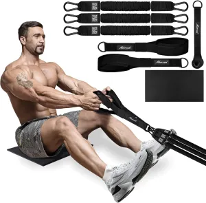 Rowing Resistance Bands, Best Replacement for Rowing Machine, Home Gym Workout Equipment for Arms, Shoulders, Core, Back, Glutes and Legs, Rowing Workout, Cardio, Low-Impact, Portable Home Gym