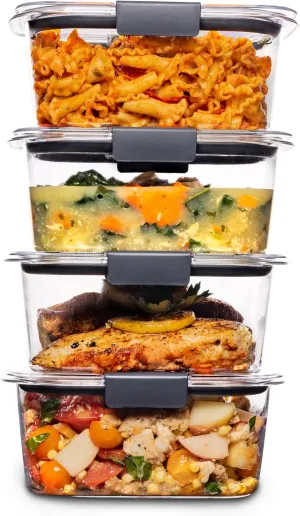 Rubbermaid Brilliance BPA Free Airtight Food Storage Containers with Lids, Set of 4 (4.7 Cup) Ideal for Lunch, Meal Prep, and Leftovers