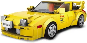 RX-7 Speed Champion Cars Building Block Sets, 329 Peases, MOC Mazda Initial D Car Model Bricks with Display Case, Compatible with Major Brands Bricks, Gift for Kids and Adults (Yellow)