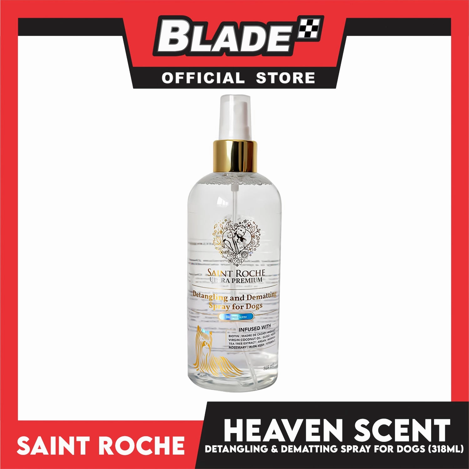 Saint Roche Ultra Premium Detangling and Dematting Spray for Dogs 318ml (Heaven Scent) Dogs Fur and Coat
