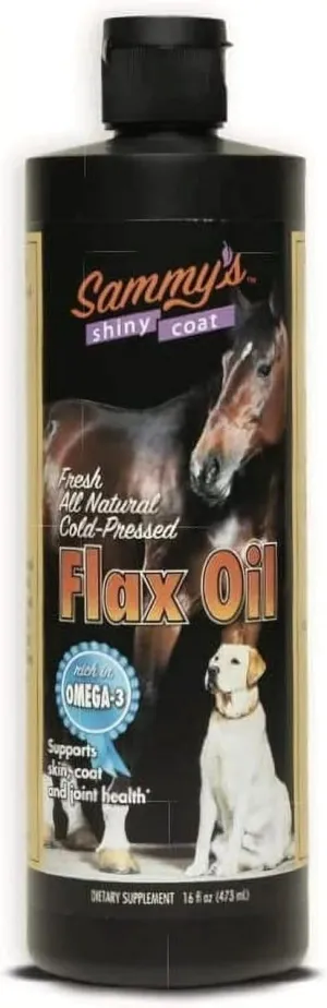 Sammy’s™ Shiny Coat Flaxseed Oil for Pets, Pure Flax Oil for Animals, Omega-3 Fatty Acids for Dogs, Flaxseed Oil Liquid Supplement for Skin and Coat, Flaxseed for Dogs, Cats, Other Pets - 16 oz