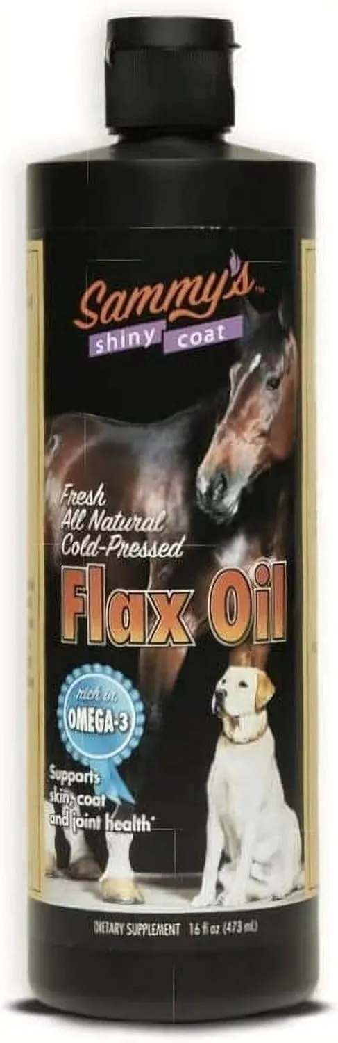 Sammy’s™ Shiny Coat Flaxseed Oil for Pets, Pure Flax Oil for Animals, Omega-3 Fatty Acids for Dogs, Flaxseed Oil Liquid Supplement for Skin and Coat, Flaxseed for Dogs, Cats, Other Pets - 16 oz