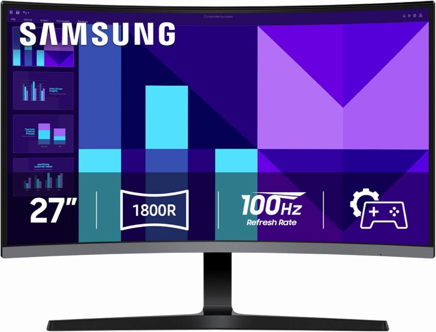 SAMSUNG 27-inch S3 (S39GD) FHD 100Hz Curved Monitor, Game Mode, Eye Saver Mode, Multiple Connectivity with HDMI Port, LS27D396GANXZA, 2025