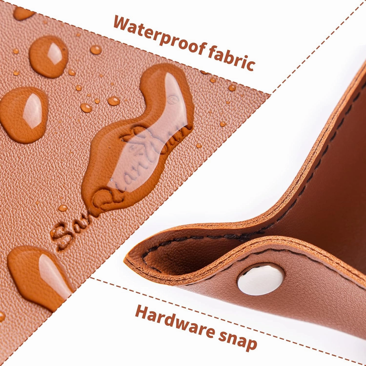 SANQIANWAN Leather Jewelry Valet Tray for Women and Man, Portable Entryway Table Tray Bedside Nightstand Desk Tray Small Catchall Travel Dish Plate for Key,Wallet,Watch,Coin (2PCs Brown-B)