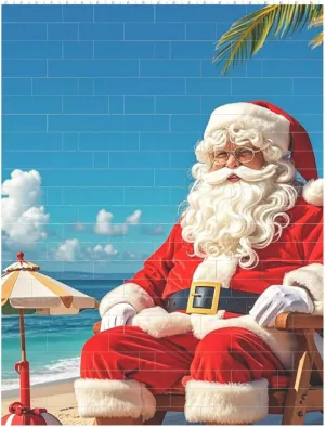 Santa Claus at Beach Building Block Puzzle Personalized Building Bricks for Adults Block Puzzle Building DIY Brick Block Puzzles Valentine's Day Gifts for Home Decor Brick Puzzle