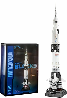 Saturn V Space Rocket and Vehicles Building Blocks Set,613 Precision Space Shuttle Building Block Toys for Kids .Gifts for Adults